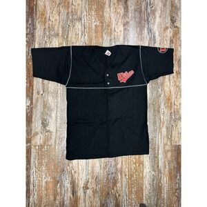 Vintage 90's Wilson Athletics Short Sleeve Henley Shirt Size XL Jersey Black
